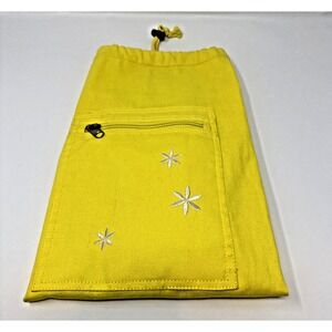 Gaiam Embroidered Yoga Mat Bag Yellow Pocket Drawstring Strap Flower Gym Canvas